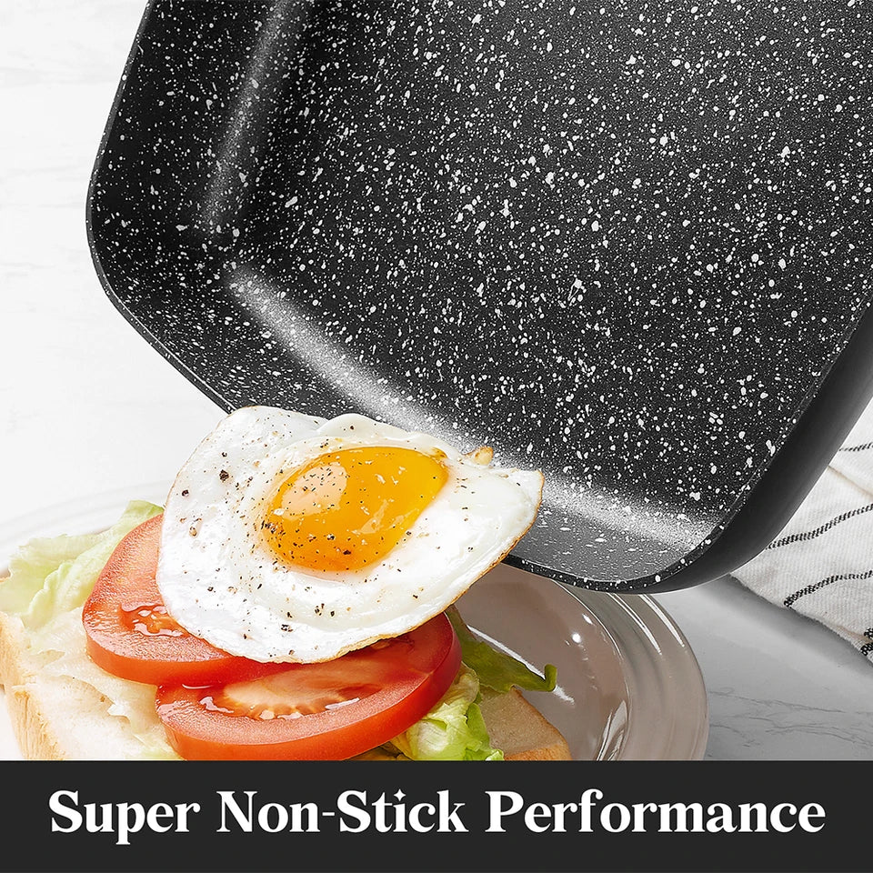 KOCH SYSTEME CS 10" Nonstick Grill Pan with Lid Square Skillet for Stovetops
