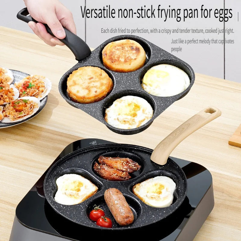 Medical Stone Four-Hole Omelette Pan – Non-Stick Flat Egg, Dumpling & Burger Frying Pan