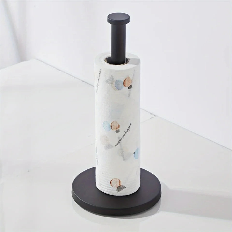 Stainless Steel Paper Towel Holder – Weighted Base Countertop Holder for Kitchen & Bathroom