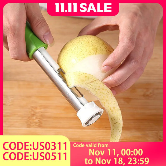 Adjustable Stainless Steel Fruit Corer & Peeler 2-in-1 Apple Pear Remover