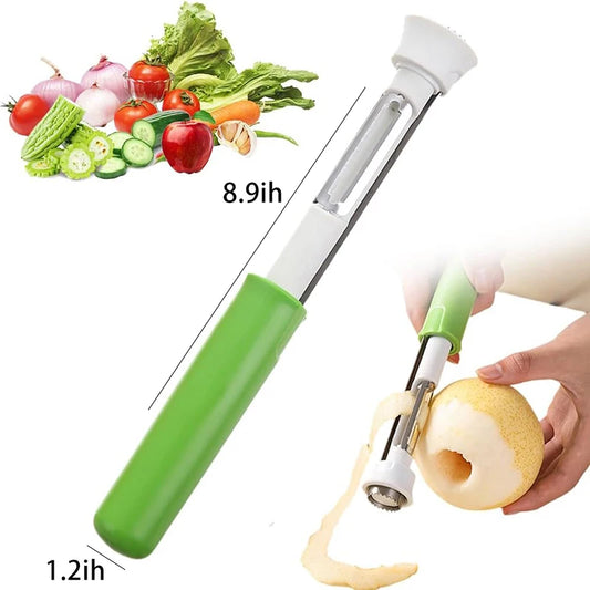 Adjustable Stainless Steel Fruit Corer & Peeler 2-in-1 Apple Pear Remover