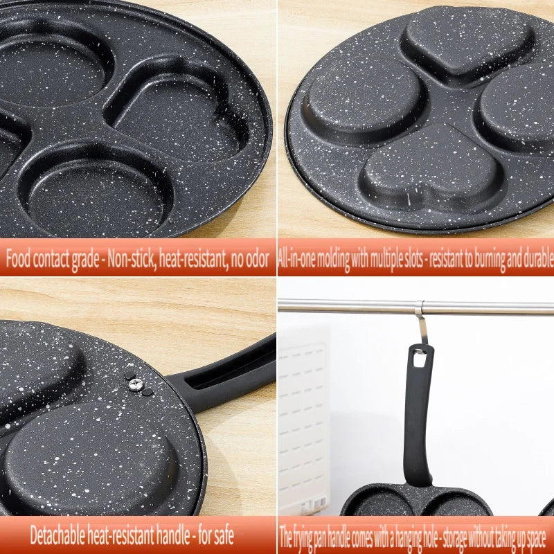 Medical Stone Four-Hole Omelette Pan – Non-Stick Flat Egg, Dumpling & Burger Frying Pan
