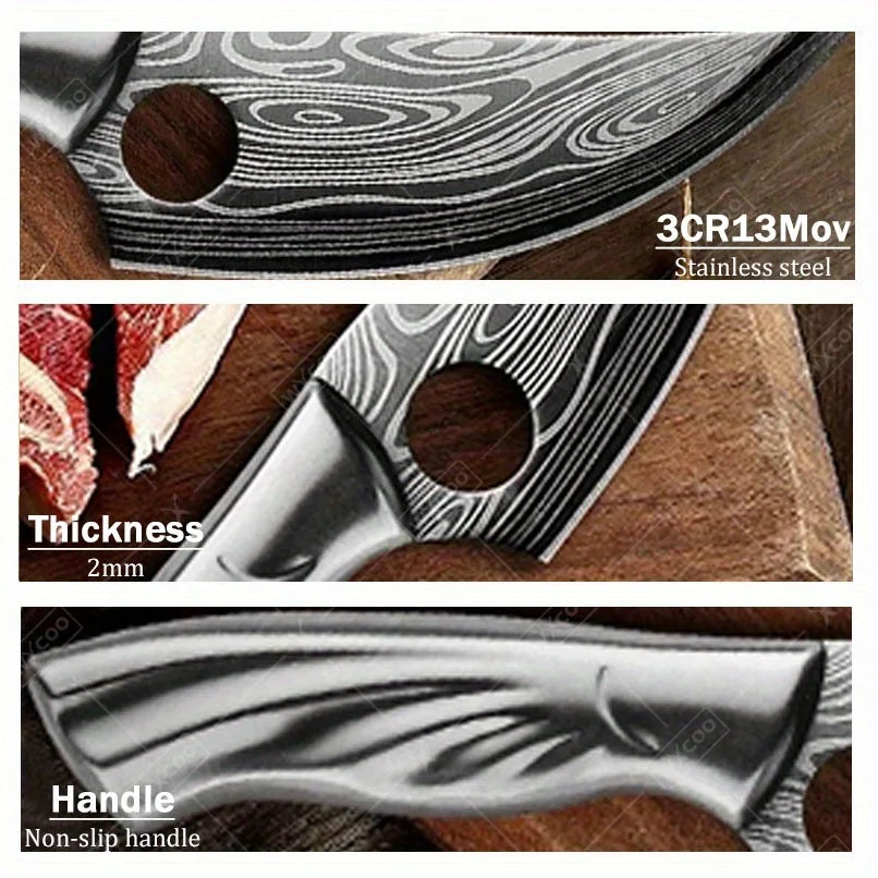 2-Piece Handmade Damascus Chef Knife & Cleaver Set with Kitchen Scissors