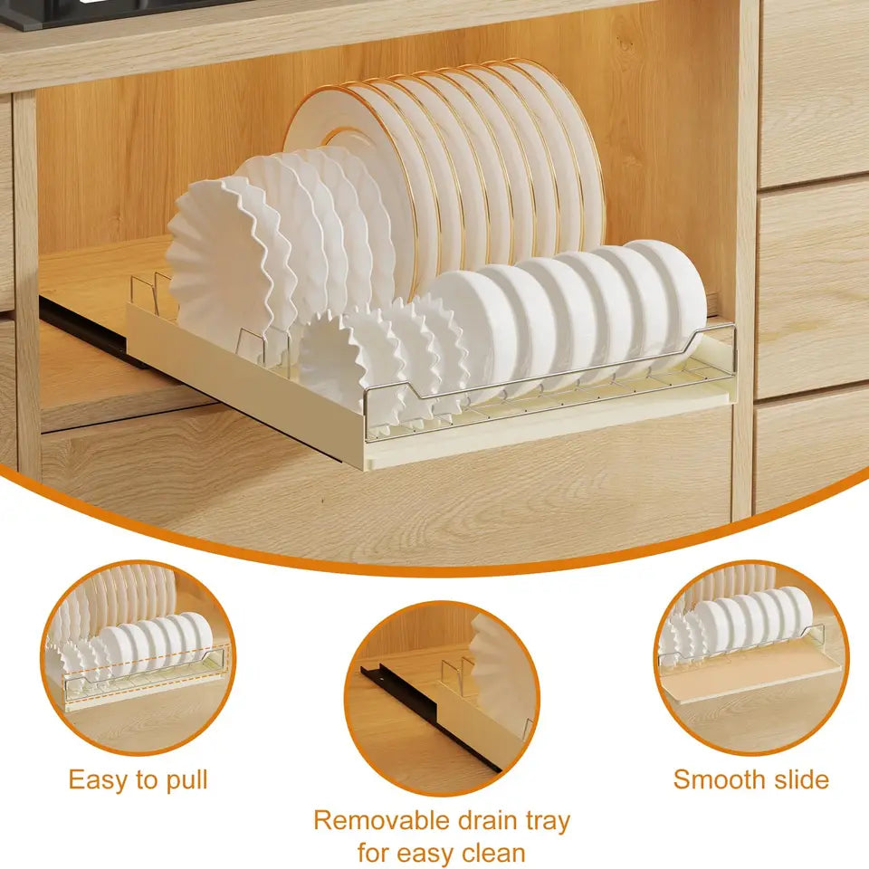 Pull-Out Cabinet Organizer Slide-Out Dish Drying Rack Under-Sink Storage