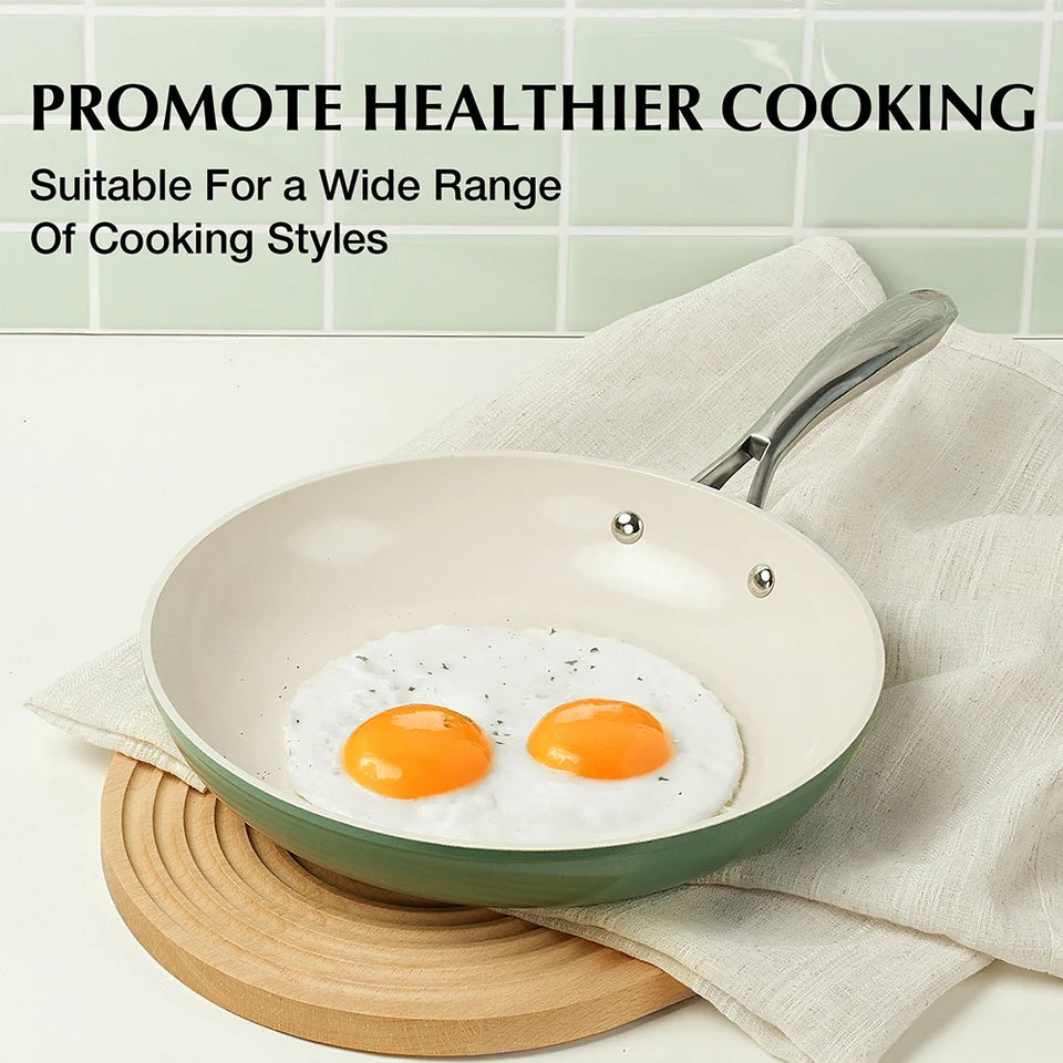 8-Inch Ceramic Coated Frying Pan Heat-Resistant Handle Small Nonstick Skillet