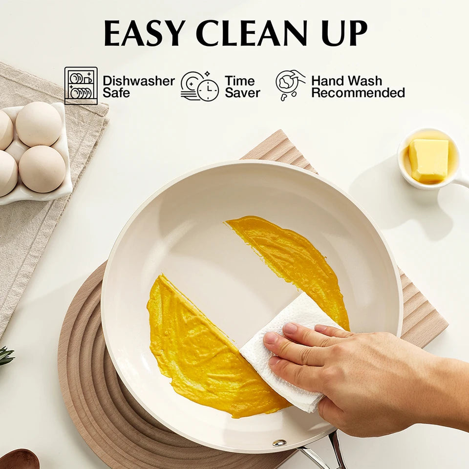 8-Inch Ceramic Coated Frying Pan Heat-Resistant Handle Small Nonstick Skillet