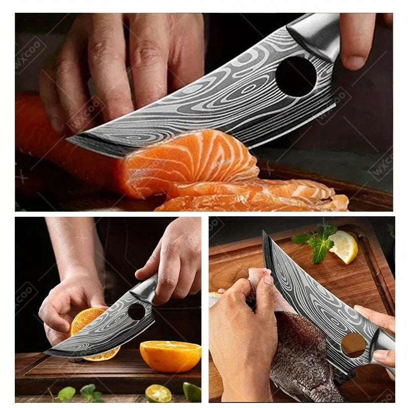2-Piece Handmade Damascus Chef Knife & Cleaver Set with Kitchen Scissors