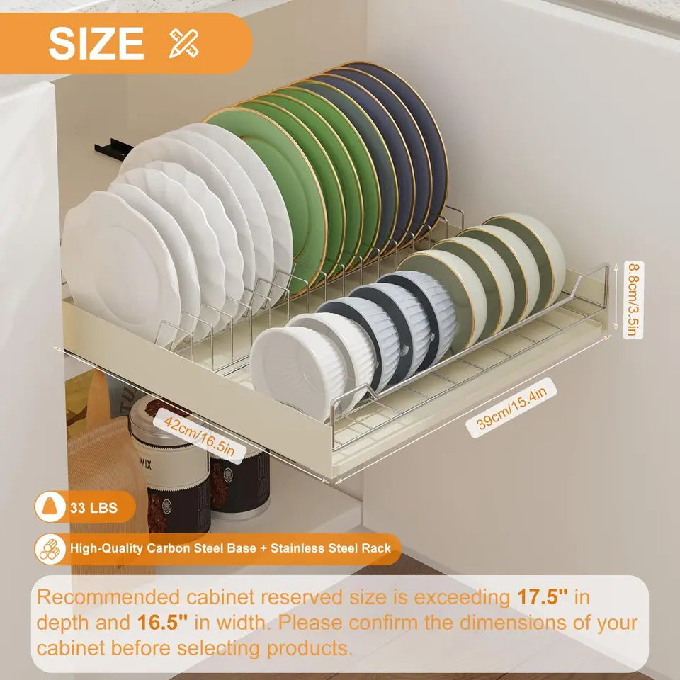 Pull-Out Cabinet Organizer Slide-Out Dish Drying Rack Under-Sink Storage