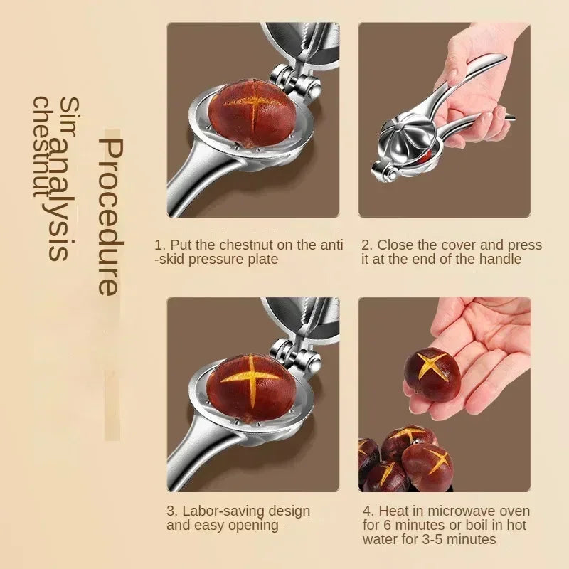 Stainless Steel Chestnut Opener Clip Walnut Pliers Nut Cracker Kitchen Tool