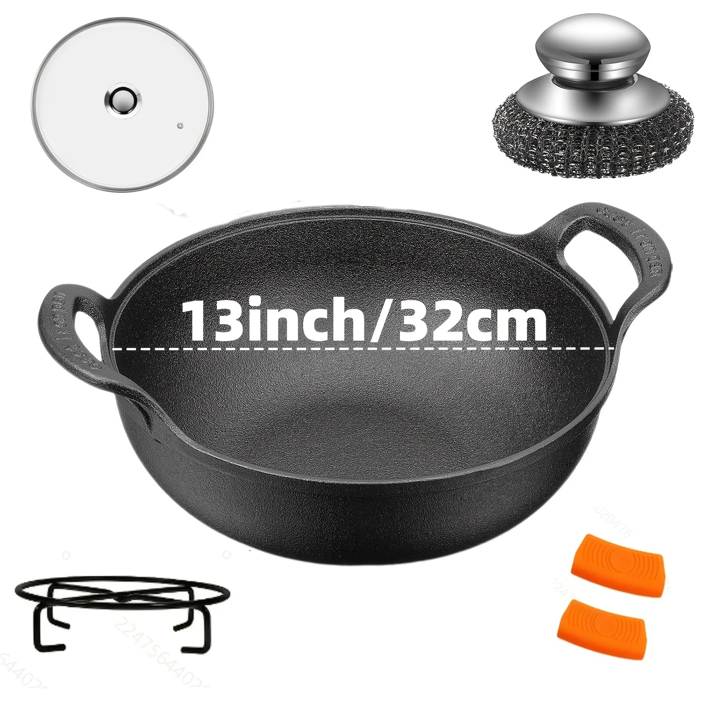 3-Piece Cast Iron Skillet Set 6/8/10" Pre-Seasoned Heavy-Duty Cooking Pans