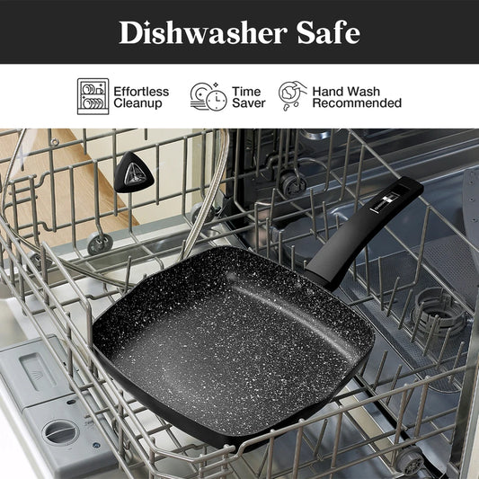 KOCH SYSTEME CS 10" Nonstick Grill Pan with Lid Square Skillet for Stovetops