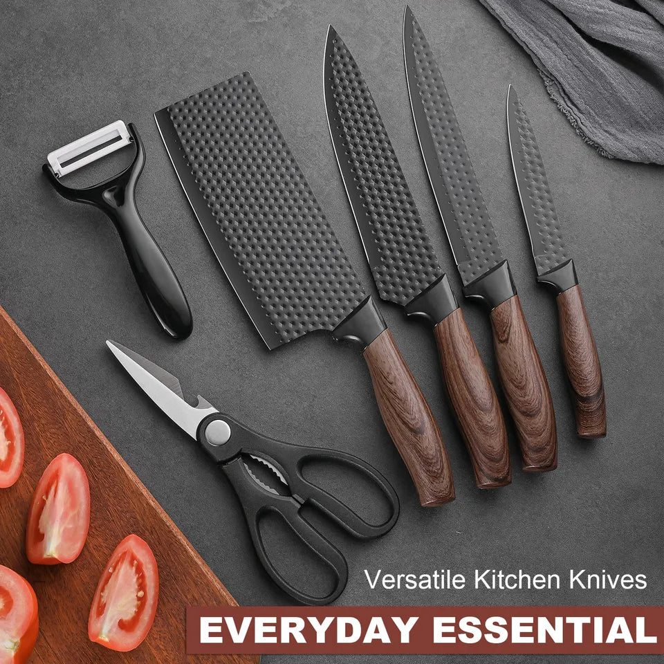 6-Piece Stainless Steel Knife Set for Meat & Veggies—Multi-Functional Kitchen Tools