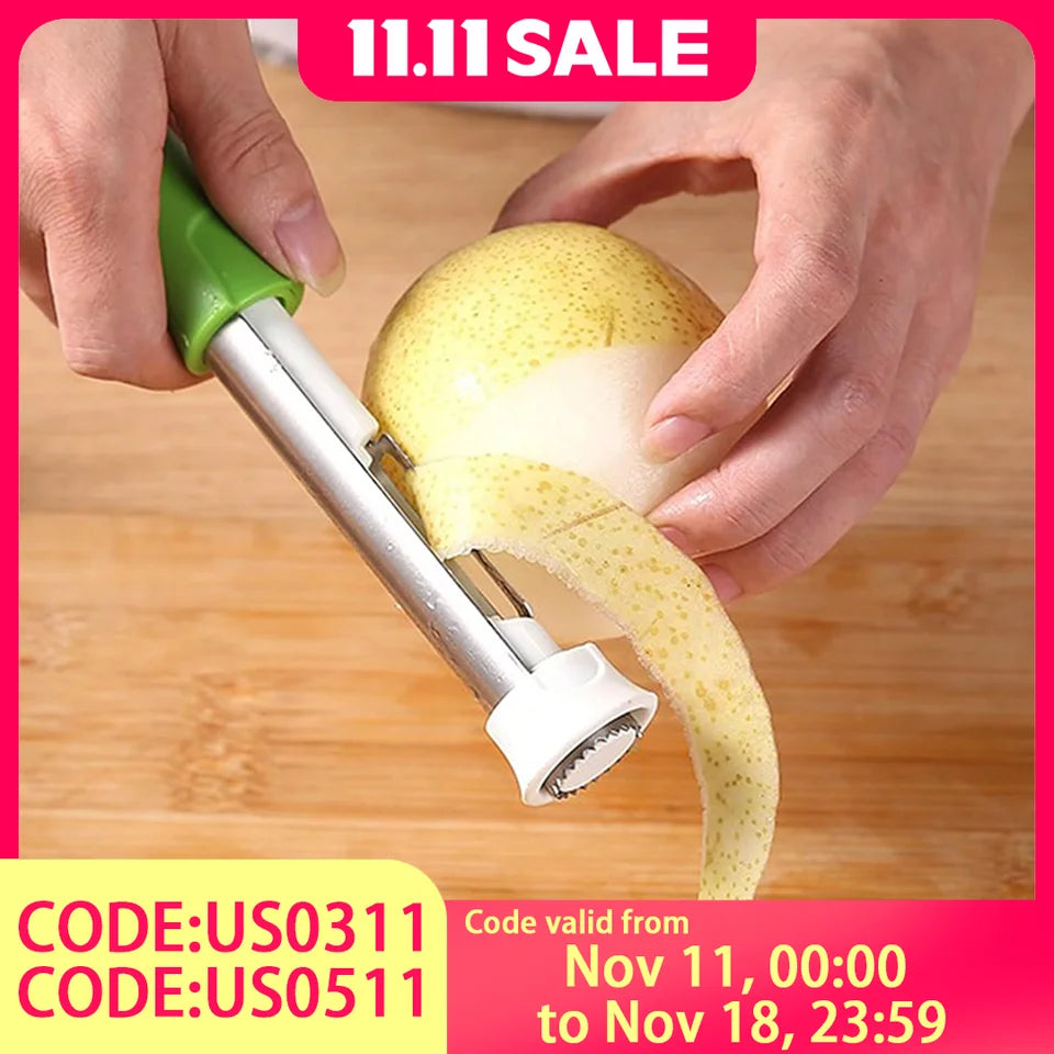 Adjustable Stainless Steel Fruit Corer & Peeler 2-in-1 Apple Pear Remover