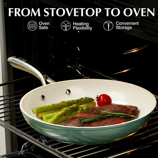 8-Inch Ceramic Coated Frying Pan Heat-Resistant Handle Small Nonstick Skillet