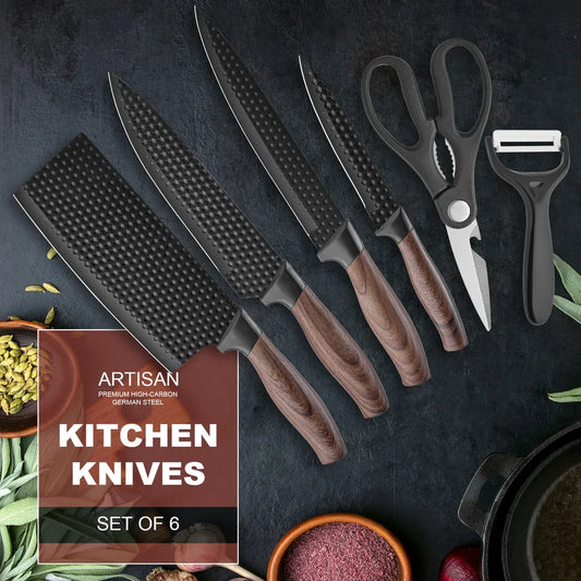 6-Piece Stainless Steel Knife Set for Meat & Veggies—Multi-Functional Kitchen Tools