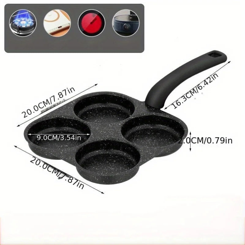 Medical Stone Four-Hole Omelette Pan – Non-Stick Flat Egg, Dumpling & Burger Frying Pan