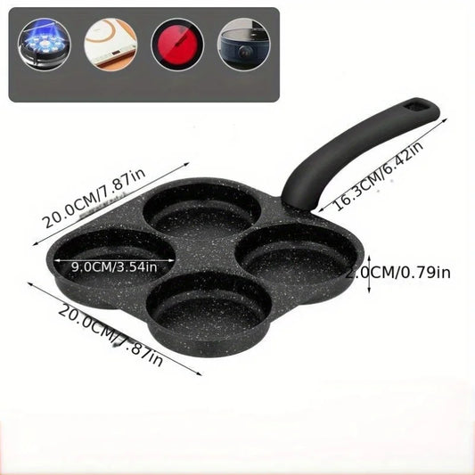 Medical Stone Four-Hole Omelette Pan – Non-Stick Flat Egg, Dumpling & Burger Frying Pan