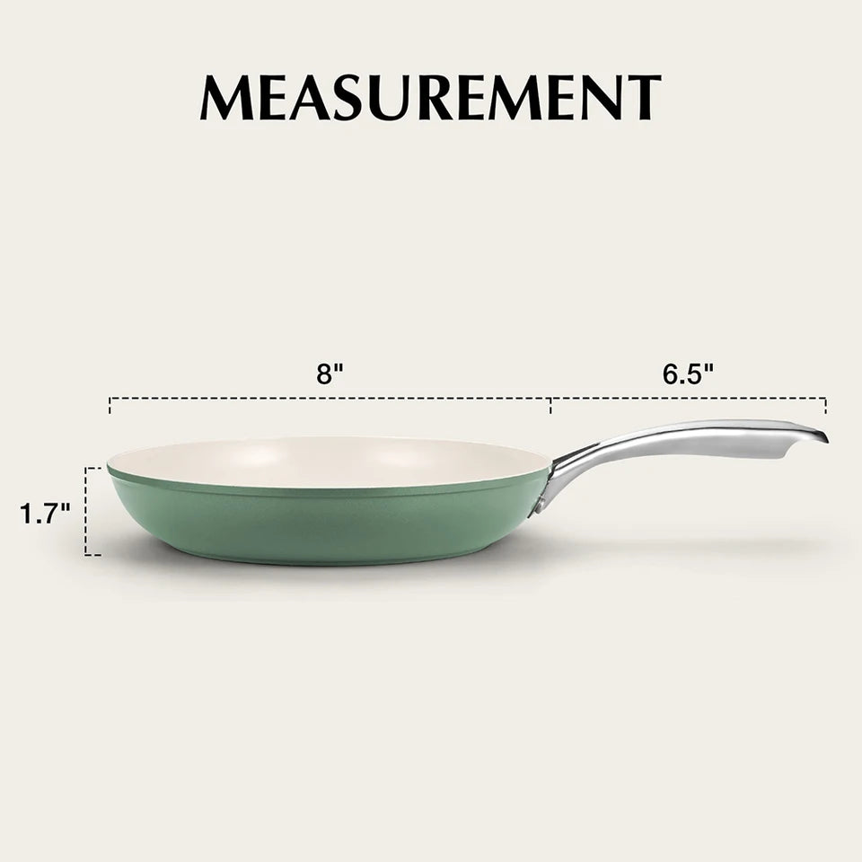 8-Inch Ceramic Coated Frying Pan Heat-Resistant Handle Small Nonstick Skillet