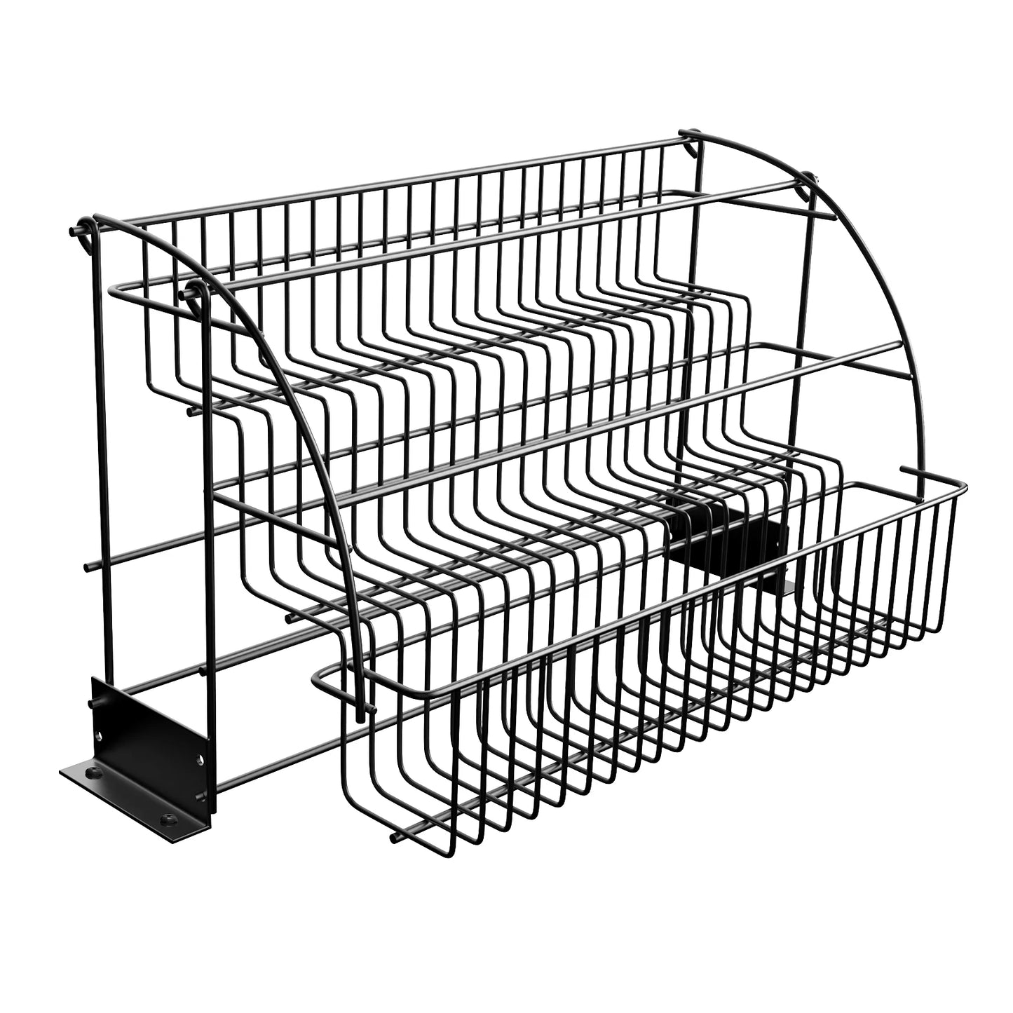 3-Tier Pull-Down Cabinet Spice Rack Retractable Metal Kitchen Organizer