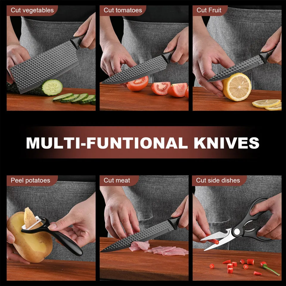 6-Piece Stainless Steel Knife Set for Meat & Veggies—Multi-Functional Kitchen Tools