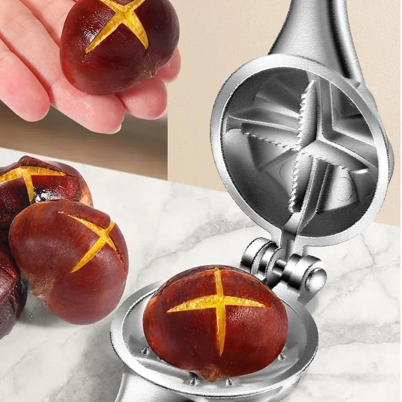 Stainless Steel Chestnut Opener Clip Walnut Pliers Nut Cracker Kitchen Tool